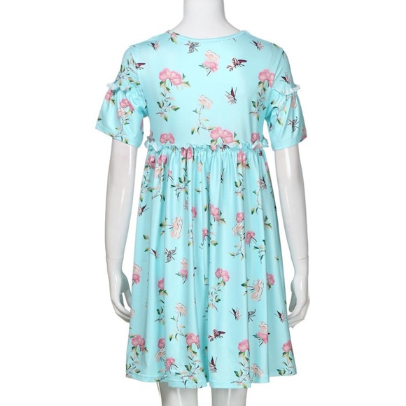 Blue Flowers Maternity Dress Baby Shower Dresses